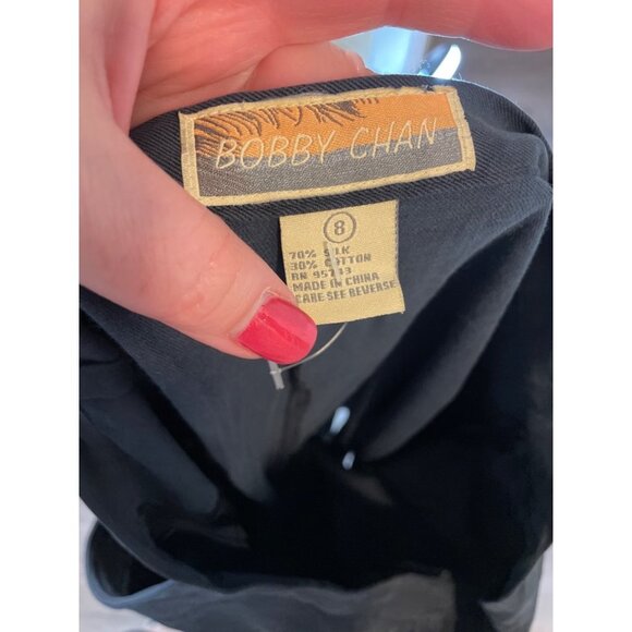 Vintage 90s Bobby Chan Black Silk Blend High Waisted Shorts Sz 8 - Picture 4 of 7